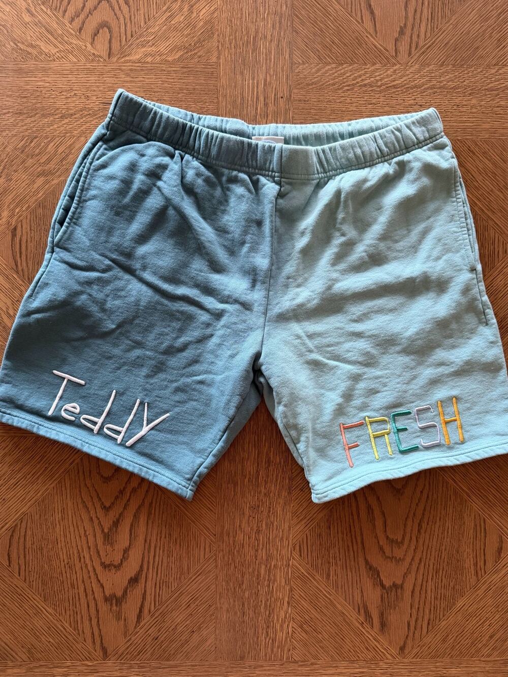 Teddy Fresh Sweat Shorts Mens XL Sage Green Embroidered